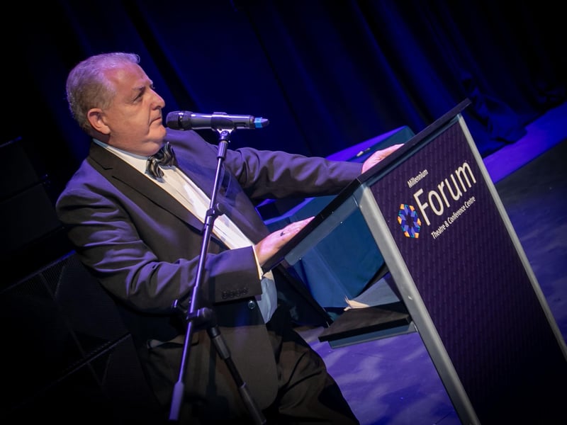 Martin Bradley, Chair, Millennium Forum, addressing the attendance at Friday night's function.