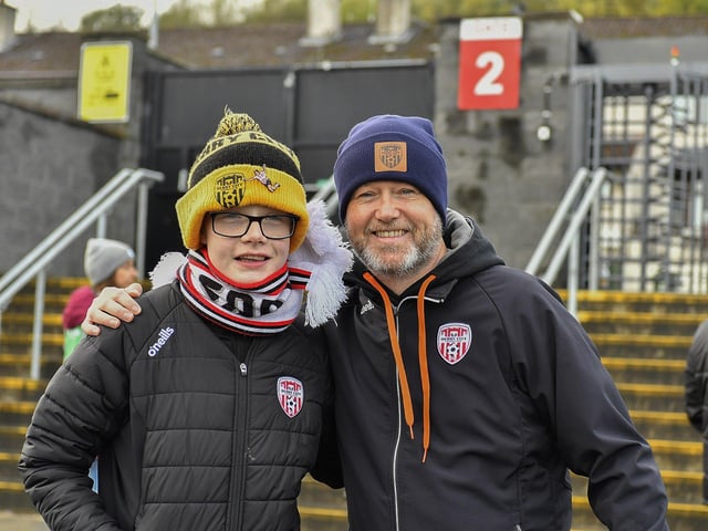Derry City fans at the Brandywell Stadium for the game against Shamrock Rovers. Photograph: George Sweeney