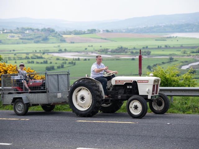 Calvin Wylie and Alan Wylie at the Allen Wylie Memorial Tractor Run from Letterkenny to Newtoncunningham on Saturday last held to raise funds for the Good & New Cancer Bus. Photo Clive Wasson