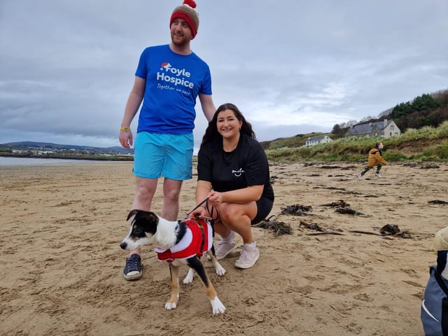 Damien Faulkner, Emma Ryan and Finn the dog.