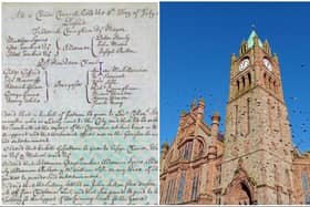 Minutes of Corporation meeting, July 8, 1725 and Derry's Guildhall.