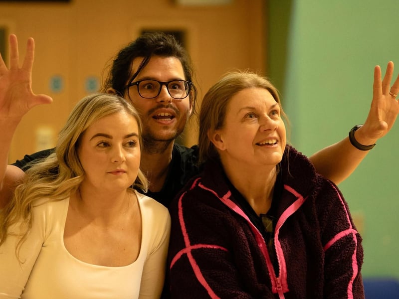 Caitlyn Kelly, Luke de Belder and Una Culkin as Laurey, Curly and Aunt Eller in rehearsals for Oklahoma.