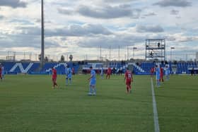 Derry City players pictured playing against FC Swift Hesperange of Luxembourg at the Pinatar Arena, Spain.