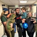 Roar Roar Dinosaur Interactive Experience a huge hit with patients in the Children’s Ward at Altnagelvin Hospital, Derry this week pictured are children, parents and staff members enjoying the educational and fun interactive experience with a dinosaur egg and baby dinosaurs.