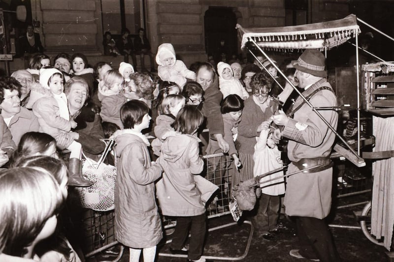 Having a wee sing-song at the Christmas Lights Switch on Derry in December 1983.
