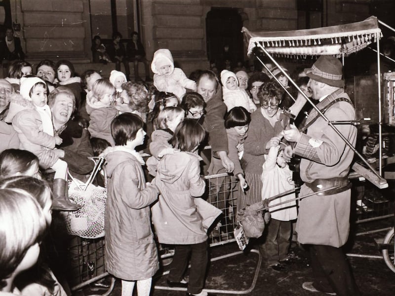 Having a wee sing-song at the Christmas Lights Switch on Derry in December 1983.