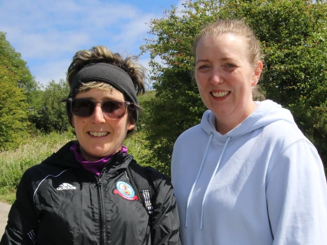 Angela and Linda pictured at The 19th Annual Scalp Mountain Climb to the Cross in aid of Concern Worldwide.  (Photo - Deirdre Heaney, nwpresspics) : .