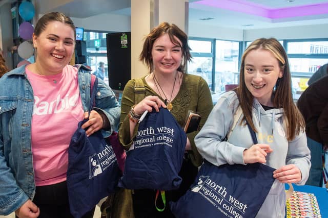 Performing arts students Roisin Quinn, Ash McMahon and Erin Quigg pictured at NWRC's Freshers' Fest at Strand Road campus.