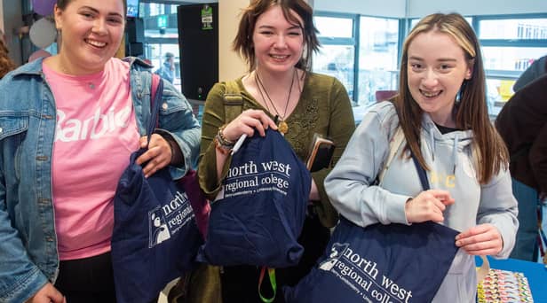 Performing arts students Roisin Quinn, Ash McMahon and Erin Quigg pictured at NWRC's Freshers' Fest at Strand Road campus. 