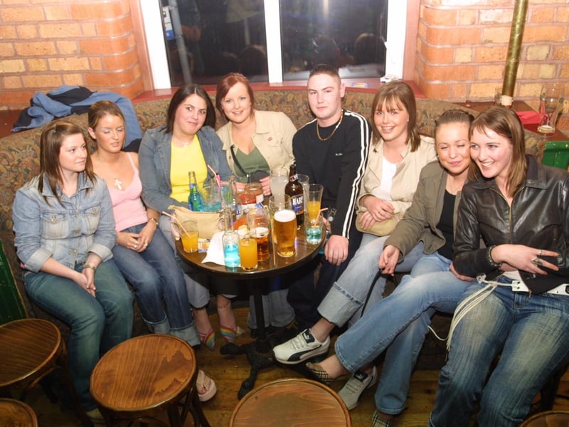 Sarah Crilly, Lisa Kelly, Katie McCullough, Laura Harkin, Mark McCloskey, Ciara McFarland, Bronagh Clarke and Bronagh Lynch enjoying the craic.