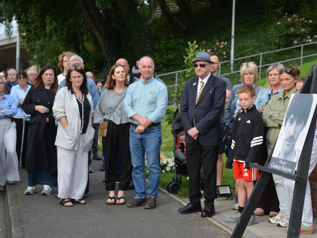 Members of the English family at the commemoration on August 6.