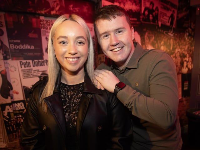 Derry Rath Mor Warriors kickboxer Conal McBrearty pictured with his girlfriend Alicia Kelly at Monday's film premiere.