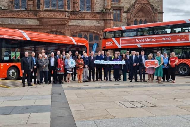 Unveiling of Translink's new all-electric bus fleet in Derry.