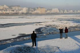 Local people gathered at Prehen Boathouse to view the frozen River Foyle in 2010.