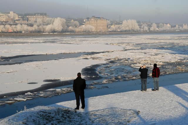 Local people gathered at Prehen Boathouse to view the frozen River Foyle in 2010.