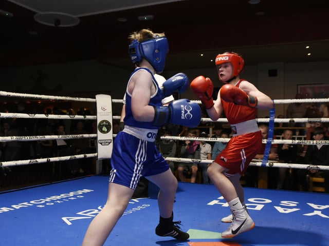 Boy 1 44.5kg contest, Daithi Mahon (St Joseph's) v Jacob Gaile (Coleraine)