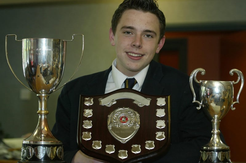 Ciaran Kelly of the Cullen School of Music, winner of the light operatic solo, sacred song 15 - 18 yrs and piano over 16 yrs at Moville Feis.  Ciaran was also presented with the Feis bursary for the most promising voice.  (1605JB27)