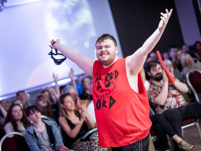 The Red Lord makes his ringwalk at the City Hotel. Photographs by Stephen Latimer.