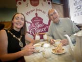 The Mayor of Derry City and Strabane District Council Grace Ui Niallais pictured on Tuesday afternoon at the Guild Cafe, Guildhall with Tea Dance regular Liam Bradley, to announce the launch of a new series of Mayoral Tea Dances, welcoming residents from across the district to enjoy an afternoon of music, dance, and community spirit.