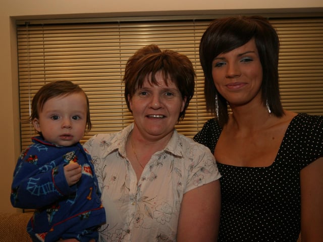 Megan pictured wtih ehr mum Puline and nephew Jack on the occasuion of her 19th birthday at home 0110/JML : Parties and celebrations January 2006: Megan McFeely.
