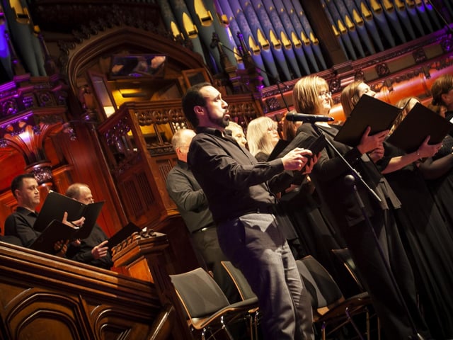 Baritone Brendan Collins performing in the Guildhall on Sunday.