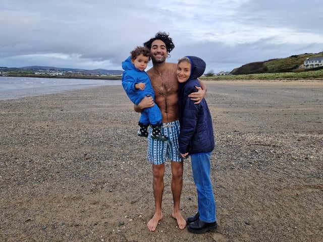 Darren, Valentina and young Valentino Khera, who were home from Italy, at Ludden beach.