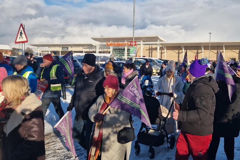 Marchers set off from Sainsbury's car park.