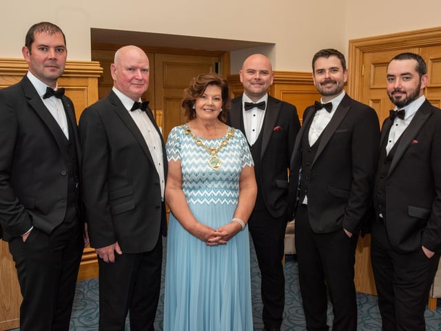 The Mayor Councillor Patricia Logue hosted the annual Mayor’s Ball in the Guildhall in aid of her chosen charities the Foyle Hospice and Ryan McBride Foundation. Picture Martin McKeown. 24.05.24