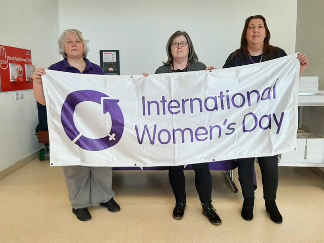 Health service workers celebrating International Women's Day at the Western Trust
