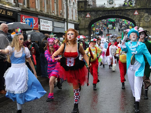 Alice in Wonderland characters entertain the spectators at the St. Patrick’s Day Parade. (Photo - Deirdre Heaney, nwpresspics)