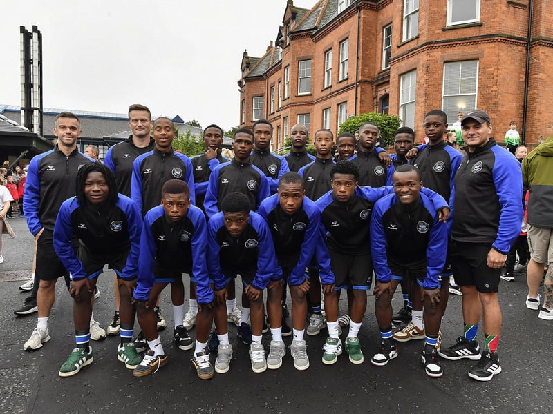 The George Royal Academy soccer team from South Africa. The first team from the African continent to take part in the Foyle Cup. Photo: George Sweeney