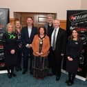 Pictured at the recent launch of the Derry Journal Best of Derry BetMcLean Awards in the Guildhall are, from left, Yvonne Greer, Specsavers, Louise Strain, Derry Journal, Steve Frazer, Managing Director of City of Derry Airport, Mayor Patricia Logue, William Allen, Senior Editor and Head of Print Derry Journal, Paul McLean, principle sponsor and Managing Director of Betmclean and Stacey Elliott, Specsavers.  Photo: George Sweeney