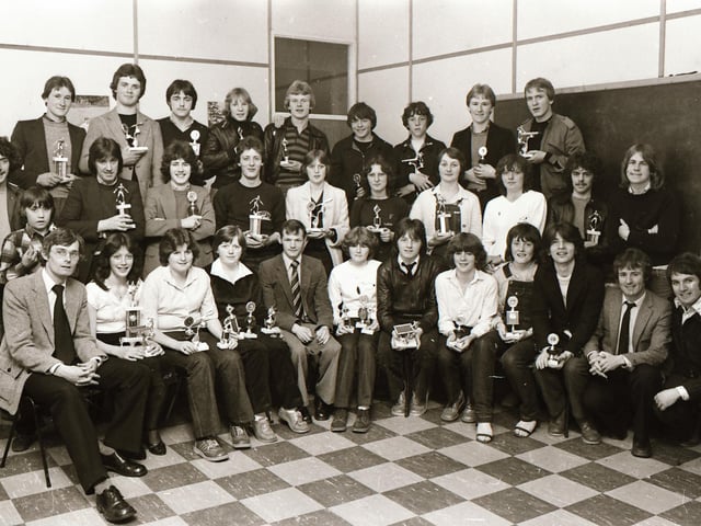 Club members who received trophies at the St. Brigid's Youth Club, Carnhill, annual presentation of prizes at St. Brigid's Parish Hall, Carnhill.