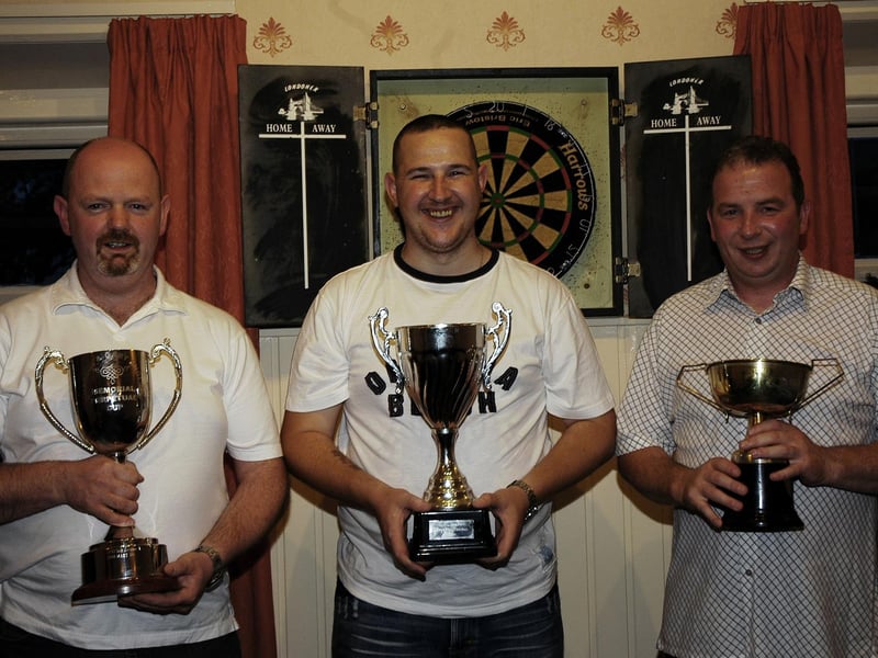 Members of Mary B`s Darts Team pictured enjoying their end of season party, from left Darren Mc Dermot, James Clancy and John Murry.