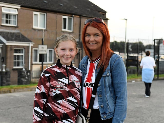 Fans arrive for Derry City’s game against Shamrock Rovers in the Brandywell. Photograph: George Sweeney