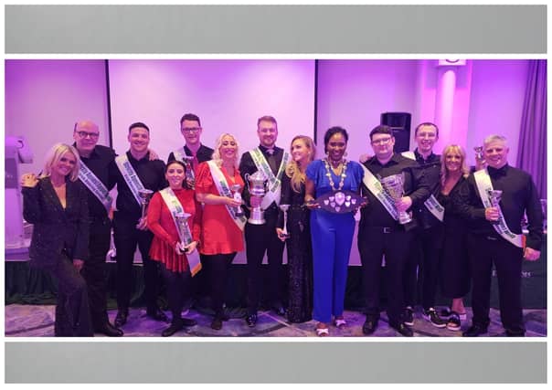 Mayor Lilian picture with contestants who took part in Strictly Agnes Webb, Dominic Barr, Tony Zammit, Elissa Newton, Seán Higgenbotham, Emma Melaugh Kelly, Richard Rosborough, Billy Coyle, Cuan Higgenbotham and Gerald White. Also included Elan Campbell, Roisin Rosborough and Rosetta McConomy.