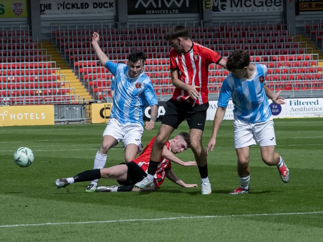 Action from Saturday's SmartPAYni D&D Jimbo Crossan Cup final at Brandywell between Tristar and Phoenix Athletic. (Photos: Jim McCafferty Photography)