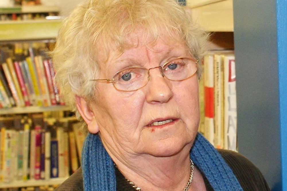 Nell McCafferty pictured previously in the Central Library, Foyle Street. 2904JM11