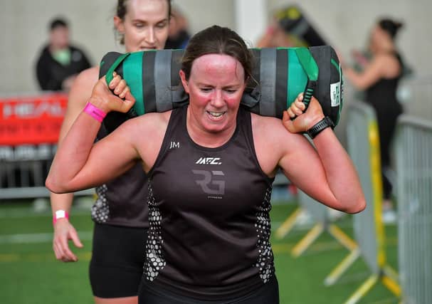 Competitor in the Maiden City Hyrox 3.0 Fitness Challenge held at Sean Dolans GAC on Saturday. Photograph: George Sweeney
