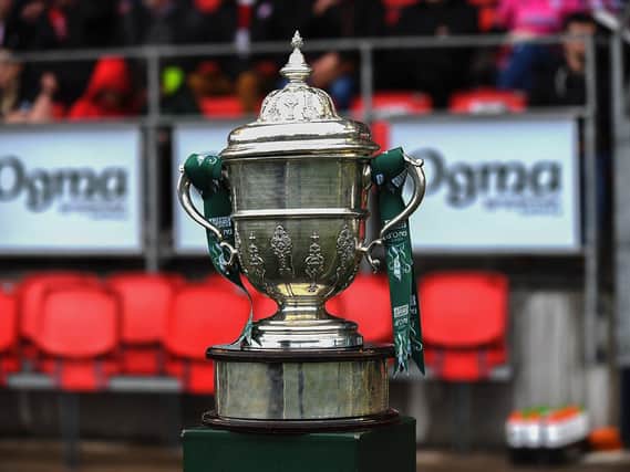 The Men’s FAI Cup on display at Brandywell. Photograph: George Sweeney
