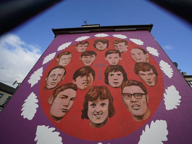 Mural in the Bogside dedicated to those killed on Bloody Sunday. PA