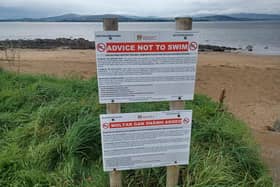 Notices advising bathers not to swim at Lady's Bay on the front shore in Buncrana were erected during the summer bathing season.