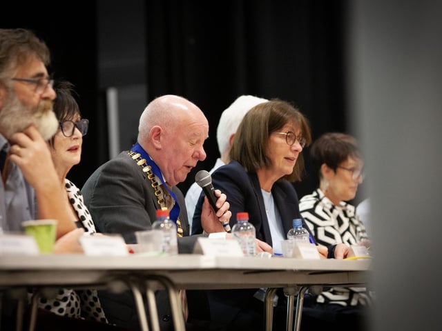 Derry Credit Union president Colm McCauley addressing the attendance on Monday night. : .