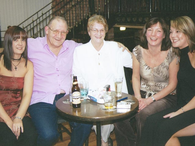 Enjoying themselves at the 40th birthday party in the Village Inn were L/R:- Catherine Kennedy, Eddie McCullagh, Christina McCullagh, birthday girl Cathy McCullagh and Margaret McCarron.
