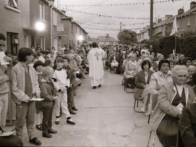Open air Mass at St Eunan's Terrace.