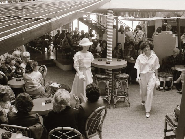 Models pictured wearing the latest fashions at Austins fashion show in Derry's Waterfoot Hotel back in the spring of 1985. Picture: Derry Journal Archive.