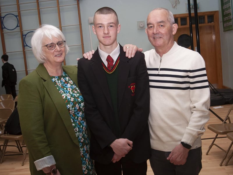 Tiernan Deery pictured with his grandparents on Friday.