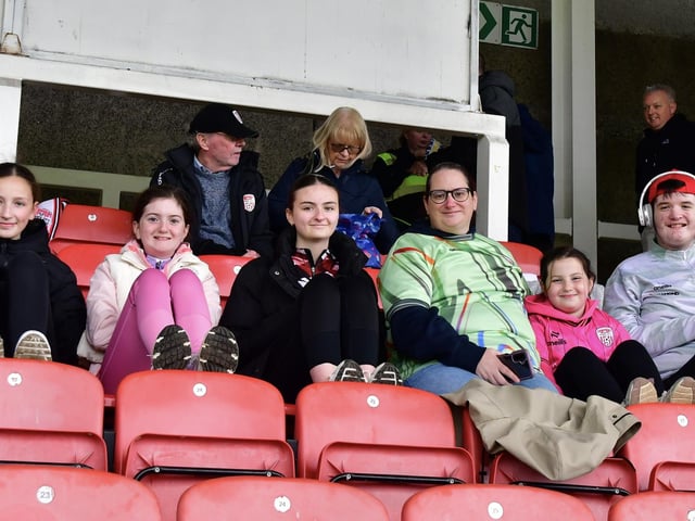 A section of the Derry City support at Celtic Park.