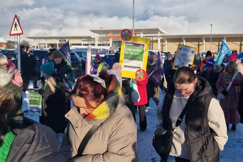 Marchers set off from Sainsbury's car park.