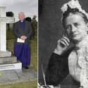 Former Dean of St Columb's Cathedral William Morton during an pilgrimage to Cecil Frances Alexander's grave (left). Cecil Frances Alexander (right).